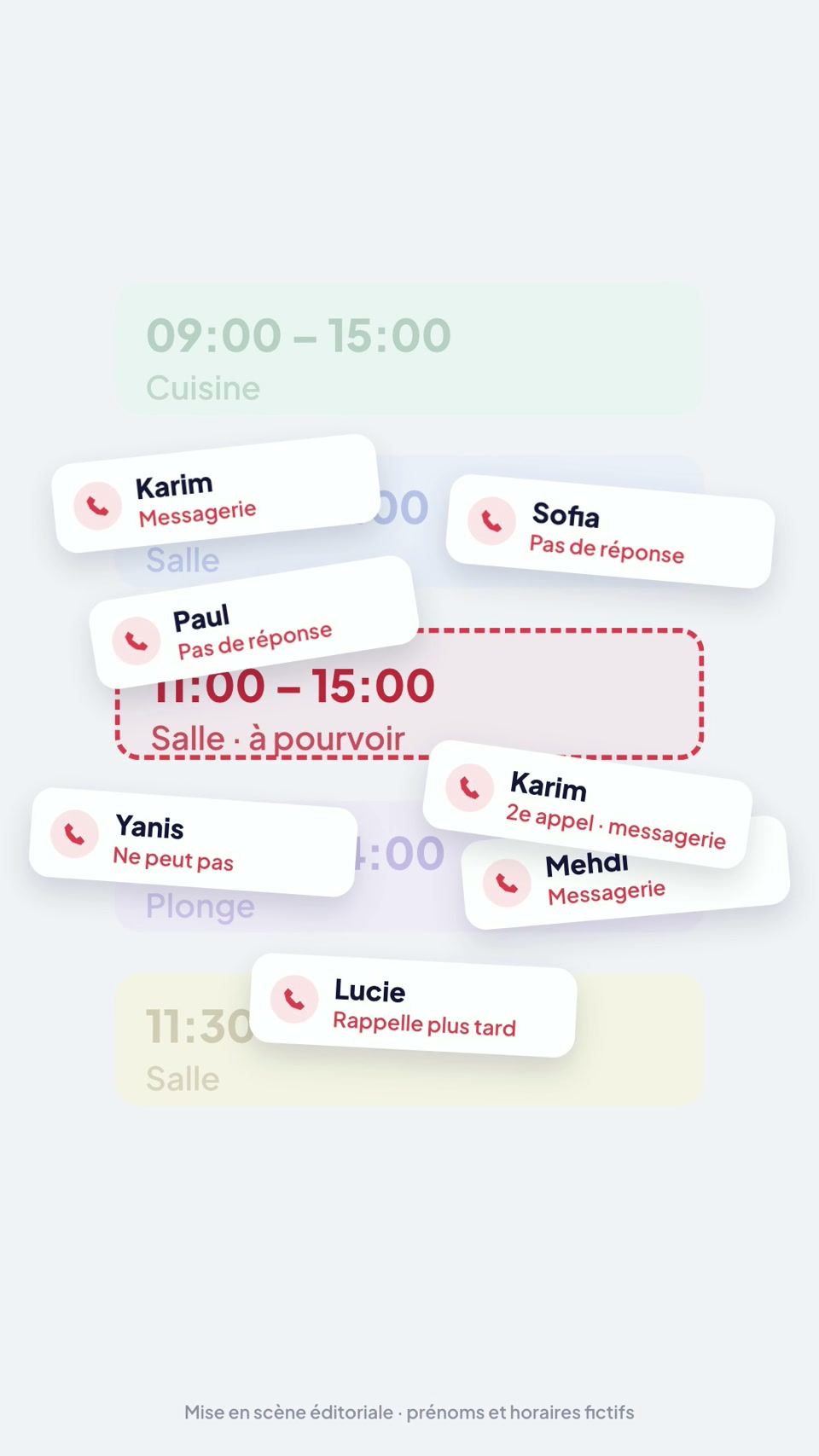 Un planning et la recherche d’un remplaçant, extrait du film Skello